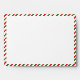 Red and green stripes return address Holiday Envelope