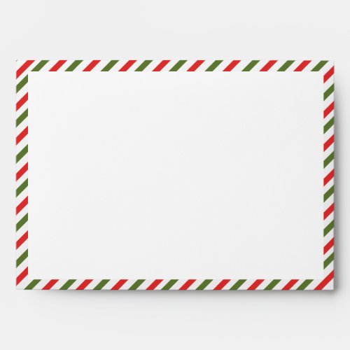 Red and green stripes return address Holiday  Envelope