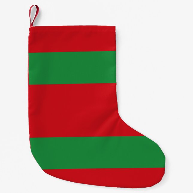 Red and green stripes small christmas stocking (Front)