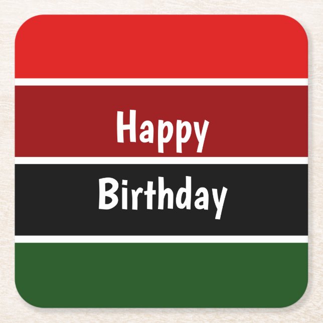 Red And Green Stripes Square Paper Coaster (Front)