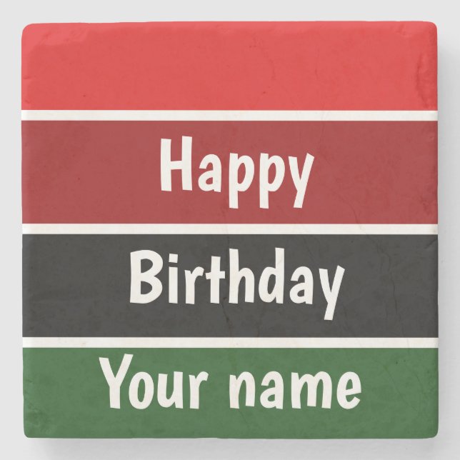 Red And Green Stripes Stone Coaster (Front)