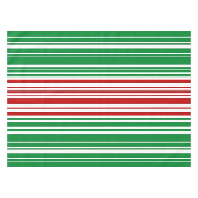 Red and Green Stripes Tablecloth (Front (Horizontal))