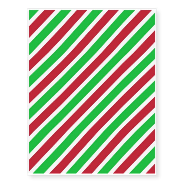 Red and Green Stripes Temporary Tattoos (Front)