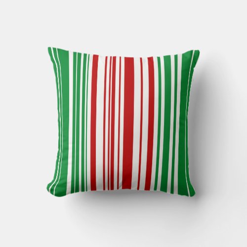 Red and Green Stripes Throw Pillow