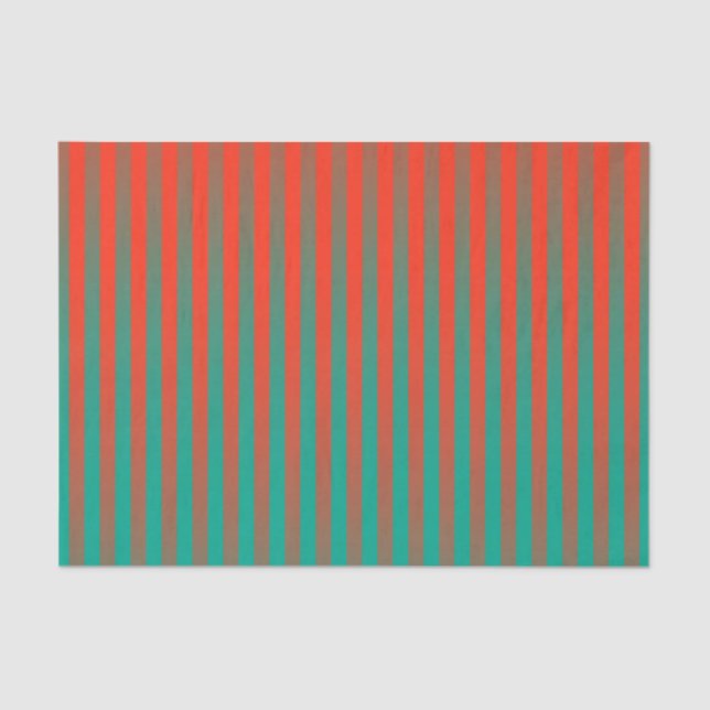 Red and Green Stripes Tissue Paper (Front)