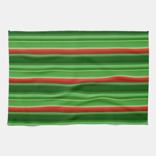 Red and Green Stripes Towel (Horizontal)