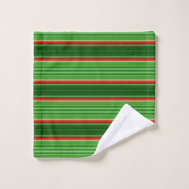 Red and Green Stripes Wash Cloth (Wash Cloth)