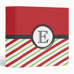 Red And Green Stripes With A Monogram In A Circle Binder