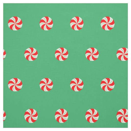 Red and Green Swirl Peppermint Candy Fabric