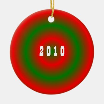 Red And Green Swirls Ceramic Ornament by OneStopGiftShop at Zazzle