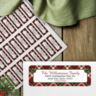 Red and Green Tartan Christmas Return Address Label
