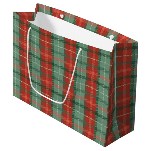 Red and green tartan pattern medium gift bag (Front Angled)