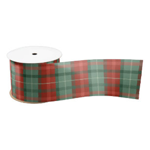 Red and green tartan pattern satin ribbon