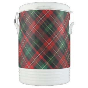 Red and Green Tartan Plaid Beverage Cooler