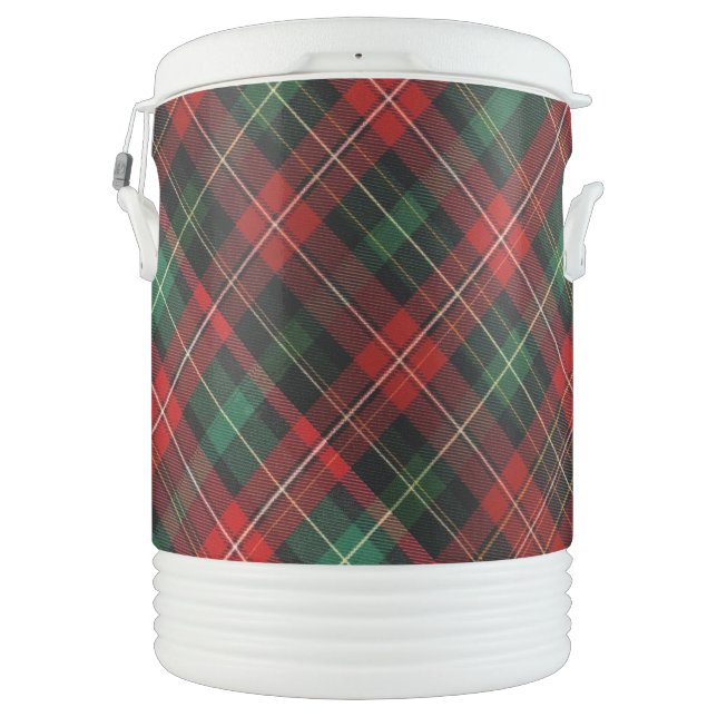 Red and Green Tartan Plaid Beverage Cooler (Back)