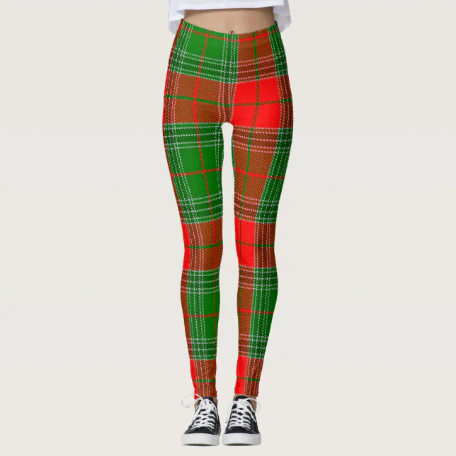 Red and Green Tartan Plaid Leggings | Zazzle