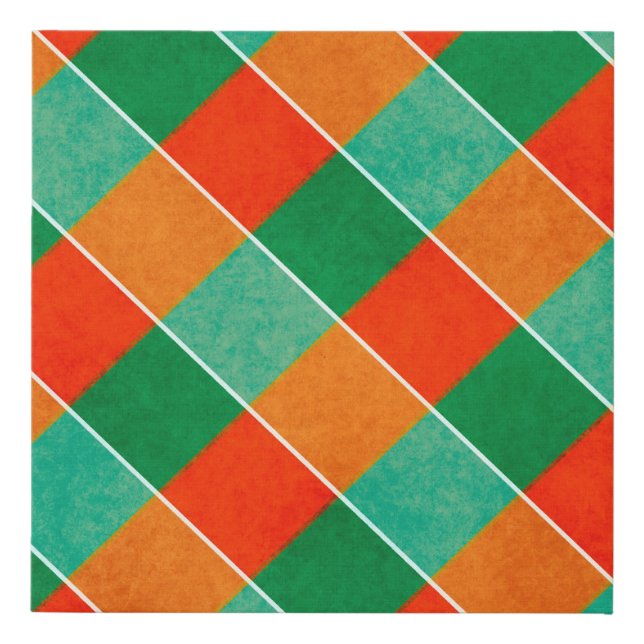 Red and green tartan plaid pattern faux canvas print (Front)