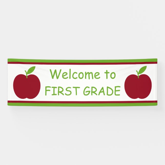 Red and Green Teacher's Apple Personalized Banner (Horizontal)