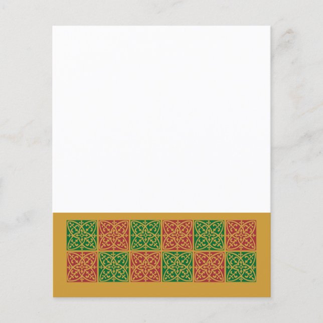 Red and Green Tile Art on Gold Pattern Flyer (Front)