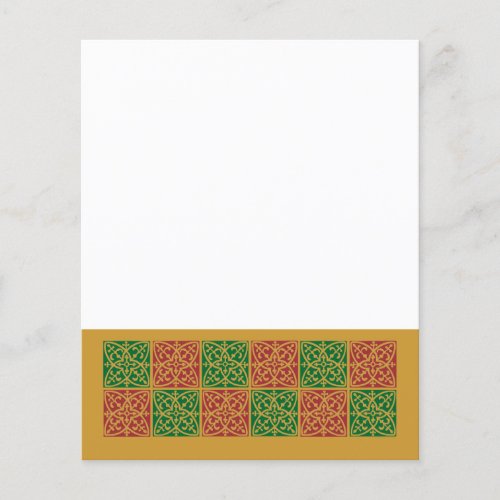 Red and Green Tile Art on Gold Pattern Flyer