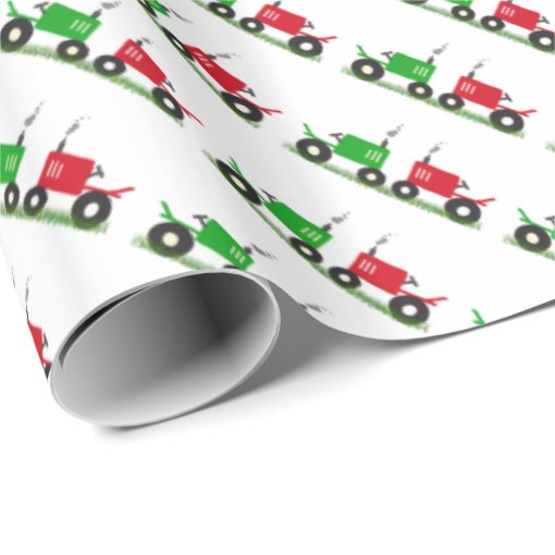 Red and Green Tractor Wrapping Paper Zazzle
