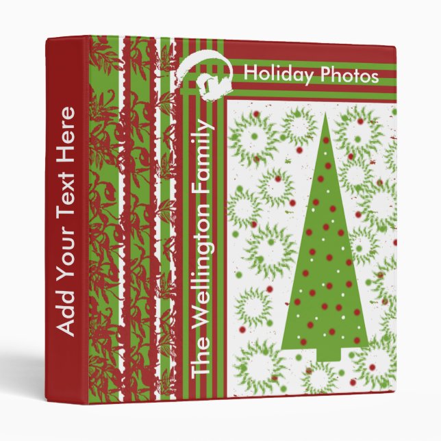 Red and Green Tree Holiday Photo Book Binder (Front/Spine)