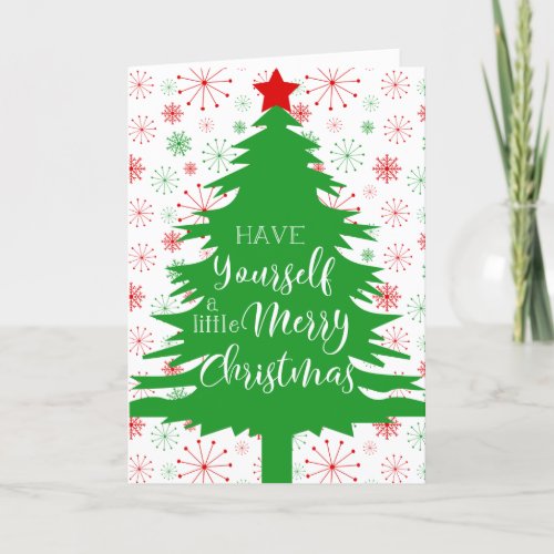 Red and Green Tree Merry Christmas Holiday Card