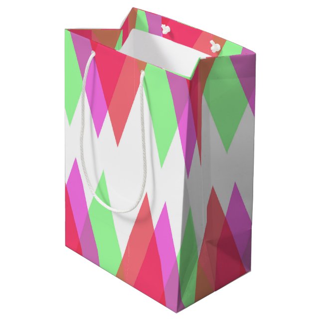 Red and green triangles medium gift bag (Back Angled)
