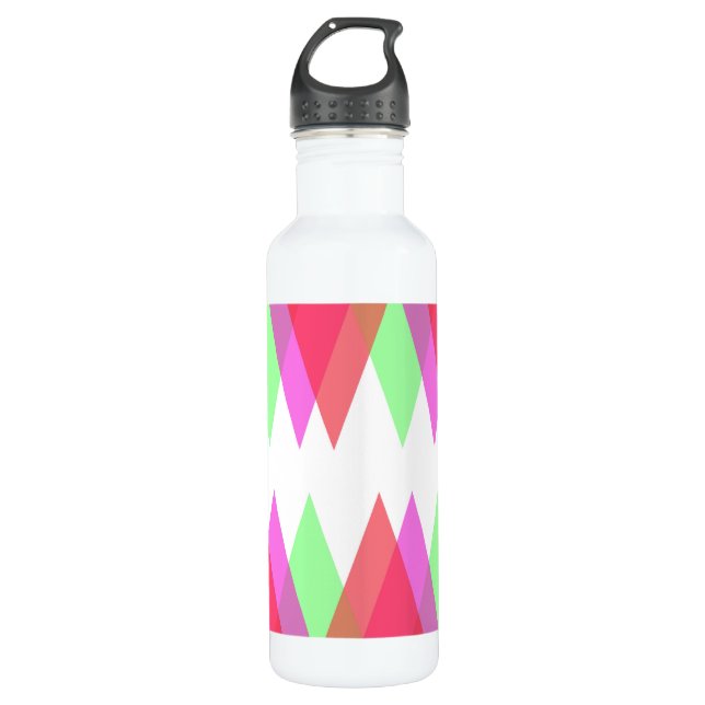 Red and green triangles stainless steel water bottle (Front)