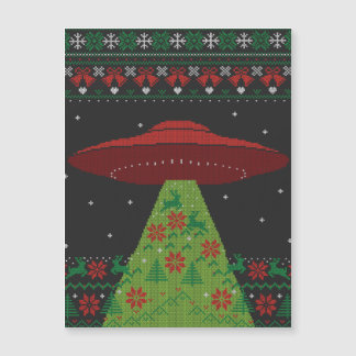 Red and Green UFO Tractor Beam Ugly Christmas