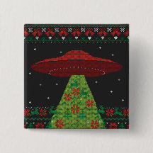 Red and Green UFO Tractor Beam Ugly Christmas
