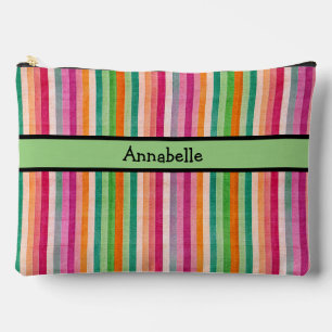 Red and Green Vibrant Stripe Accessory Pouch
