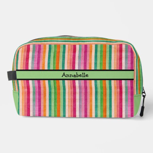 Red and Green Vibrant Stripe  Dopp Kit