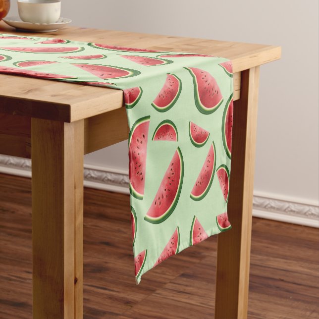 Red And Green Watermelon Fruit Summer Pattern Short Table Runner (In Situ)