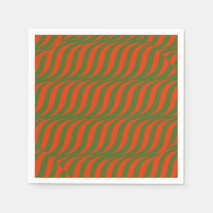 Red and Green Waves Paper Napkin