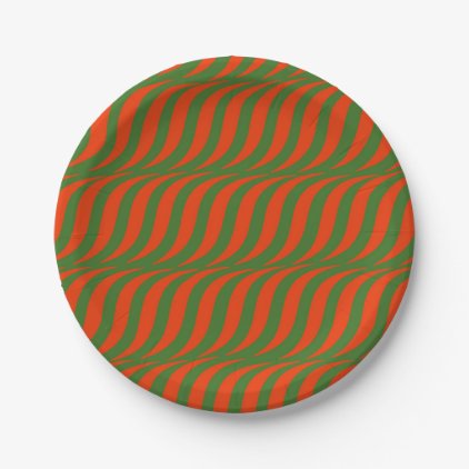 Red and Green Waves Paper Plate