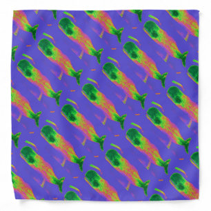 red and green whales Christmas spirit bandana