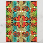 Red and green Whimsical Romantic Hearts pattern