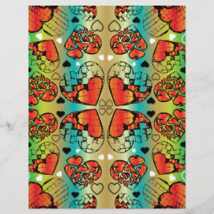 Red and green Whimsical Romantic Hearts pattern