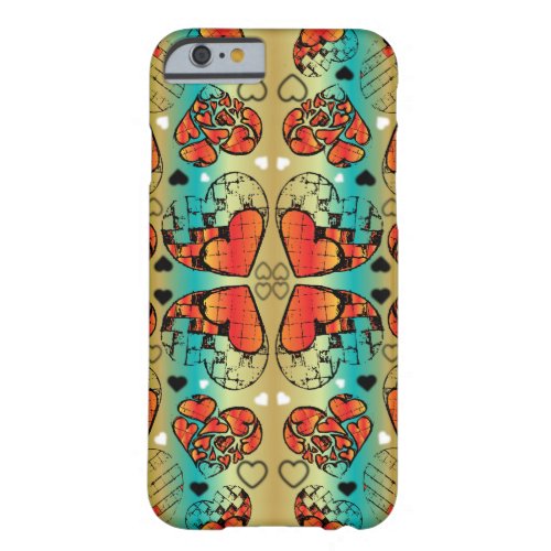 Red and green Whimsical Romantic Hearts pattern Barely There iPhone 6 Case