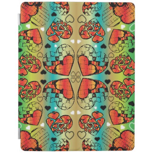 Red and green Whimsical Romantic Hearts pattern iPad Smart Cover