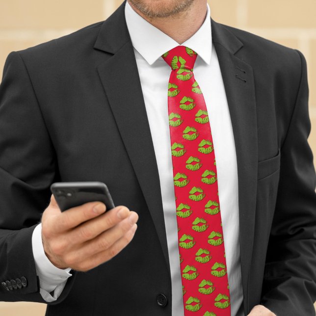 Red and Green XOXO Kissing Lips Neck Tie (Creator Uploaded)
