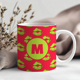Red and Green XOXO Kissing Lips Personalized Coffee Mug
