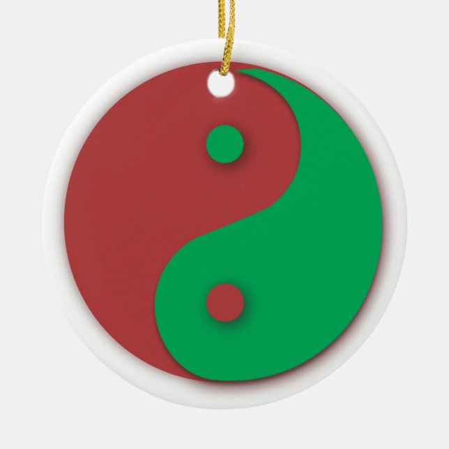 Red and Green Yin and Yang ornament (Front)