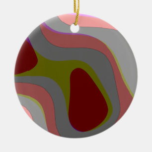 Red And Grey 310 Abstract Art - Retro Vintage Ceramic Ornament