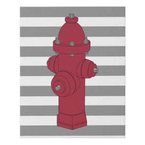 Red and Grey Fire Hydrant Faux Canvas Print