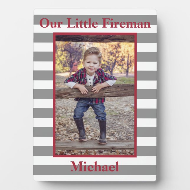 Red and Grey Fire Truck Add a Photo Plaque (Front)