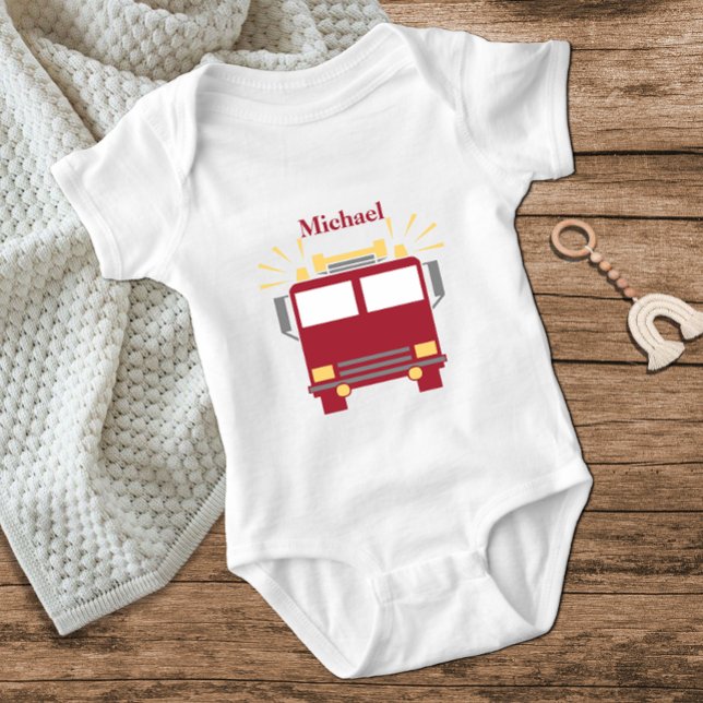 Red and Grey Fire Truck Baby Bodysuit (Creator Uploaded)