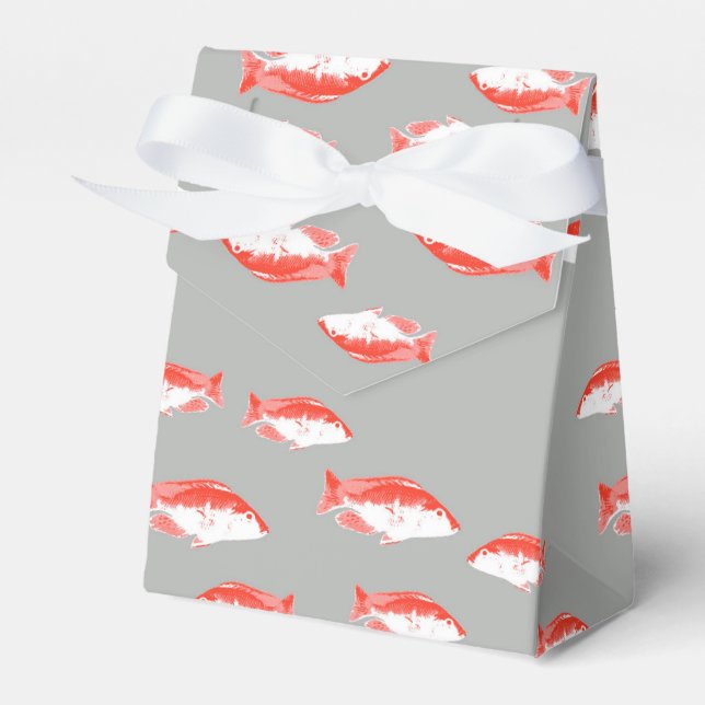 Red and grey fish favor boxes (Front Side)