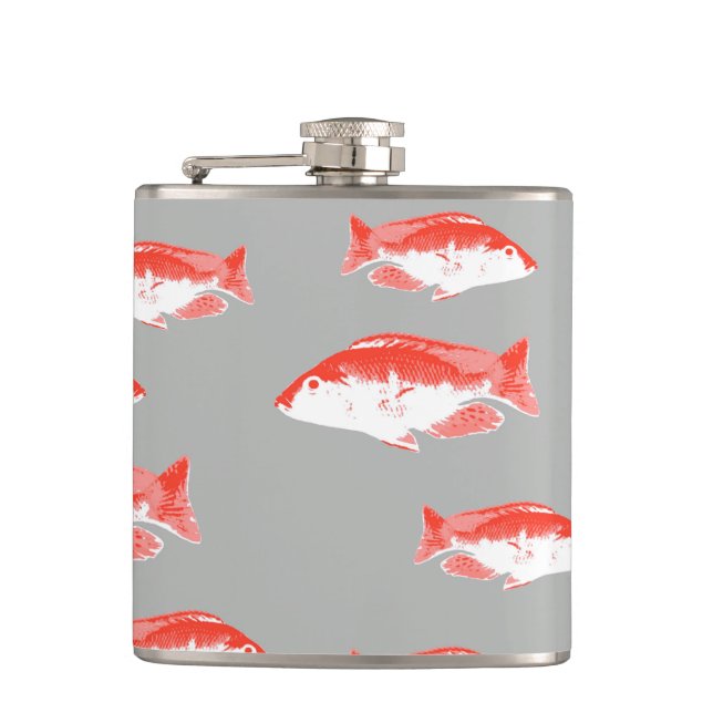 Red and grey fish flask (Front)